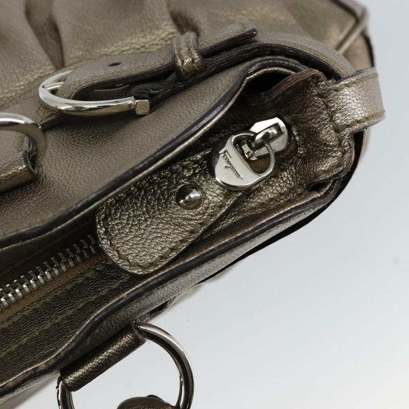 【日本直送】Salvatore Ferragamo Gancini 手提包 皮革 香檳金 正品 hk2984-17