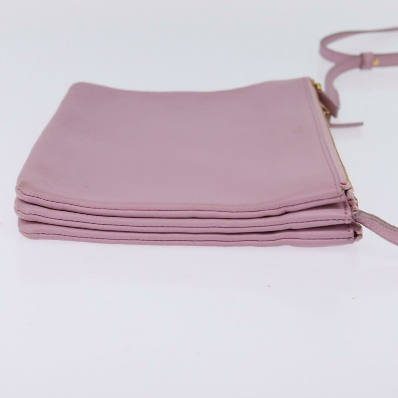 【日本直送】CELINE Trio 肩背包 皮革 粉紅色 金色 正品 hk2999-3