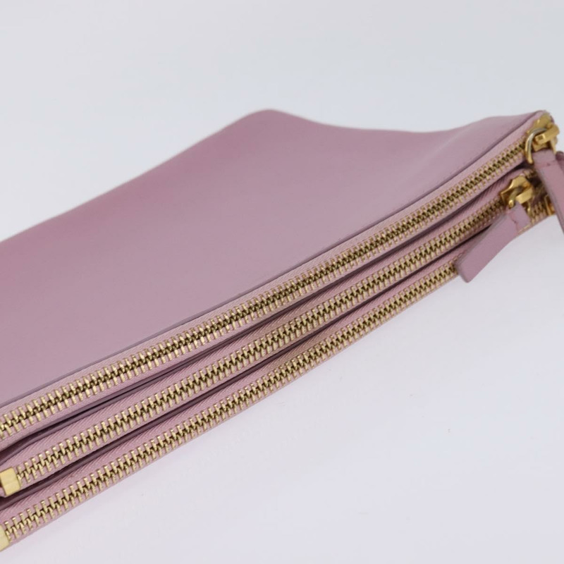 【日本直送】CELINE Trio 肩背包 皮革 粉紅色 金色 正品 hk2999-5