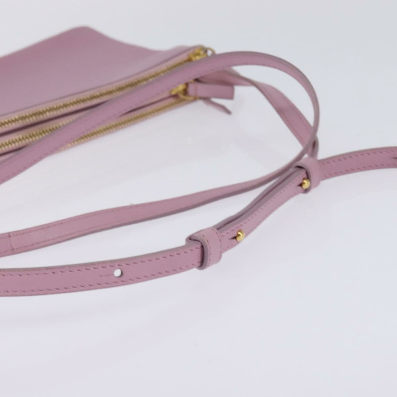 【日本直送】CELINE Trio 肩背包 皮革 粉紅色 金色 正品 hk2999-6