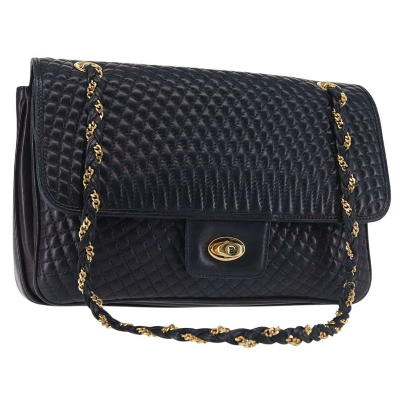 【日本直送】BALLY 鏈條單肩包 皮革 海軍藍 金色 正品 143089-0