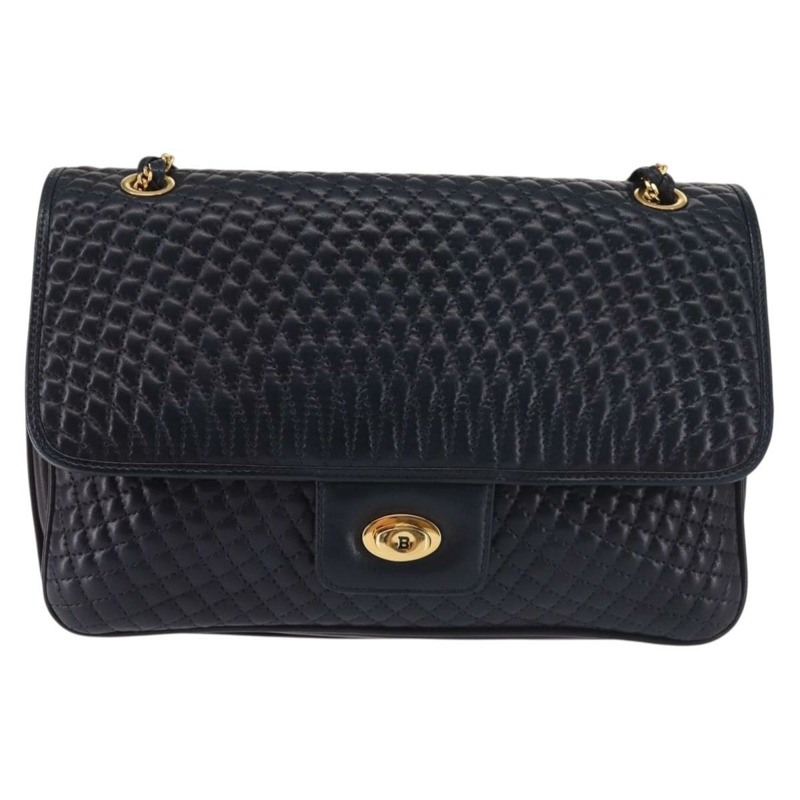 【日本直送】BALLY 鏈條單肩包 皮革 海軍藍 金色 正品 143089-12