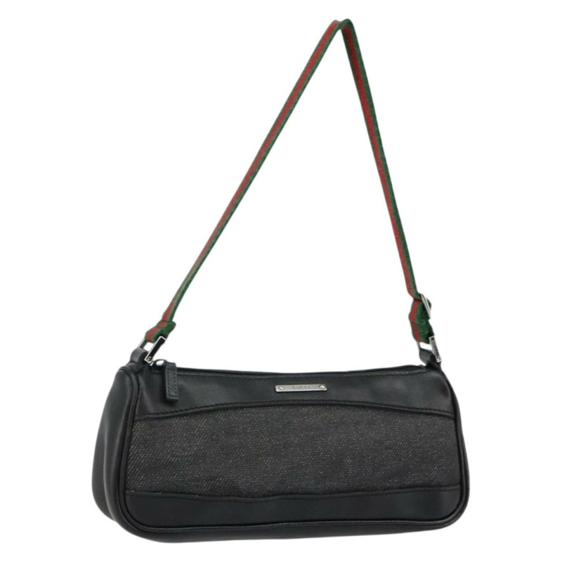 【日本直送】GUCCI Web Sherry Line 配件包帆布黑銀紅 92820 Auth hk3082-0