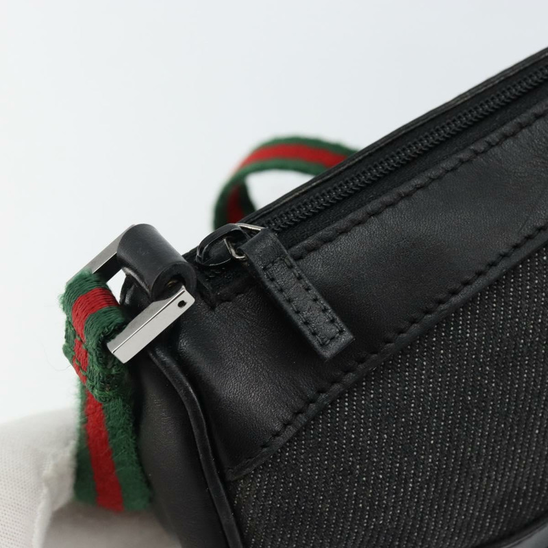 【日本直送】GUCCI Web Sherry Line 配件包帆布黑銀紅 92820 Auth hk3082-9