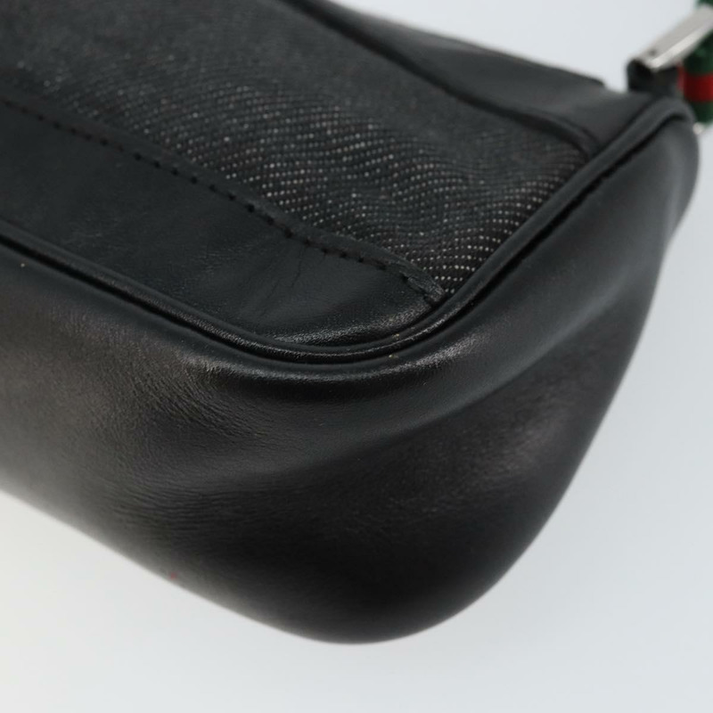 【日本直送】GUCCI Web Sherry Line 配件包帆布黑銀紅 92820 Auth hk3082-14