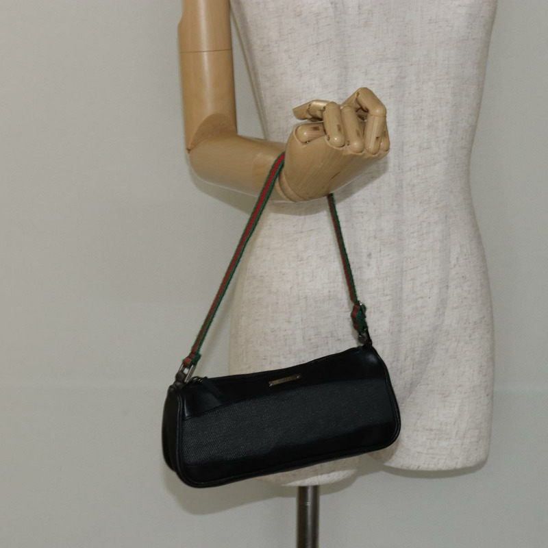 【日本直送】GUCCI Web Sherry Line 配件包帆布黑銀紅 92820 Auth hk3082-20