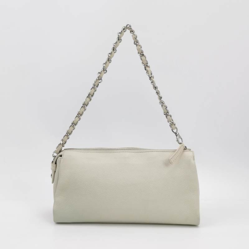 Chanel 牛皮純色雙C Logo皮穿鏈單肩包-4