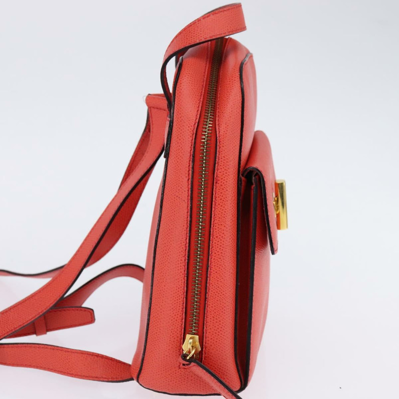 【日本直送】CELINE 皮革雙肩包 橘色 金色 正品 BA5897-3