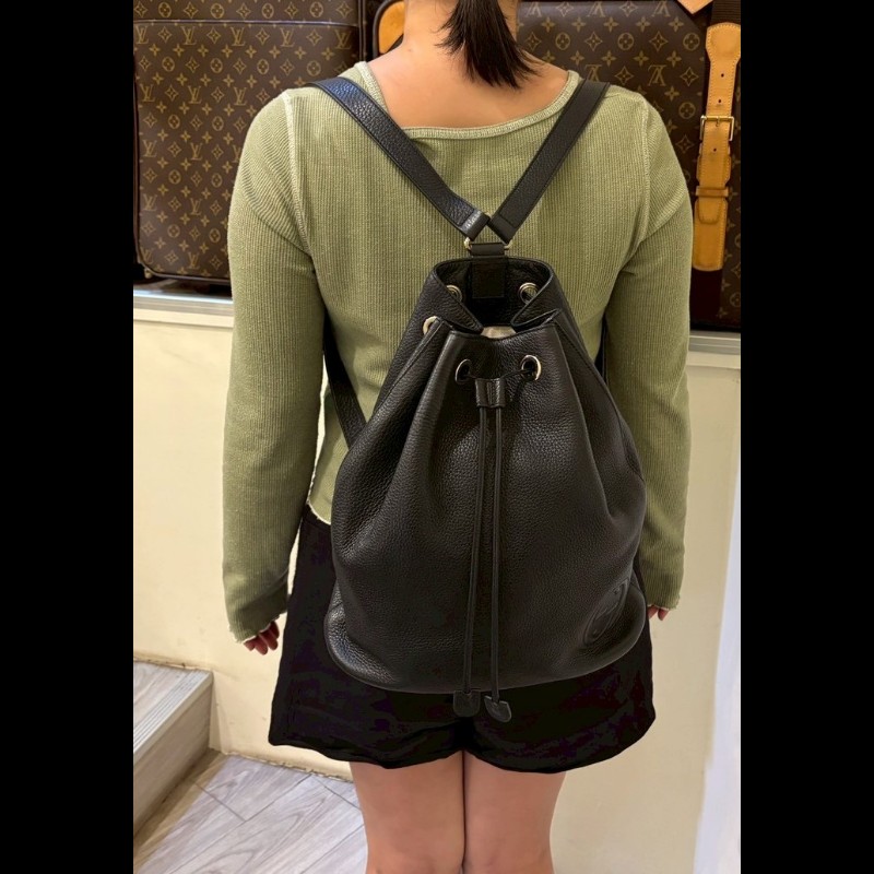 Gucci 黑皮雙肩後背包-2
