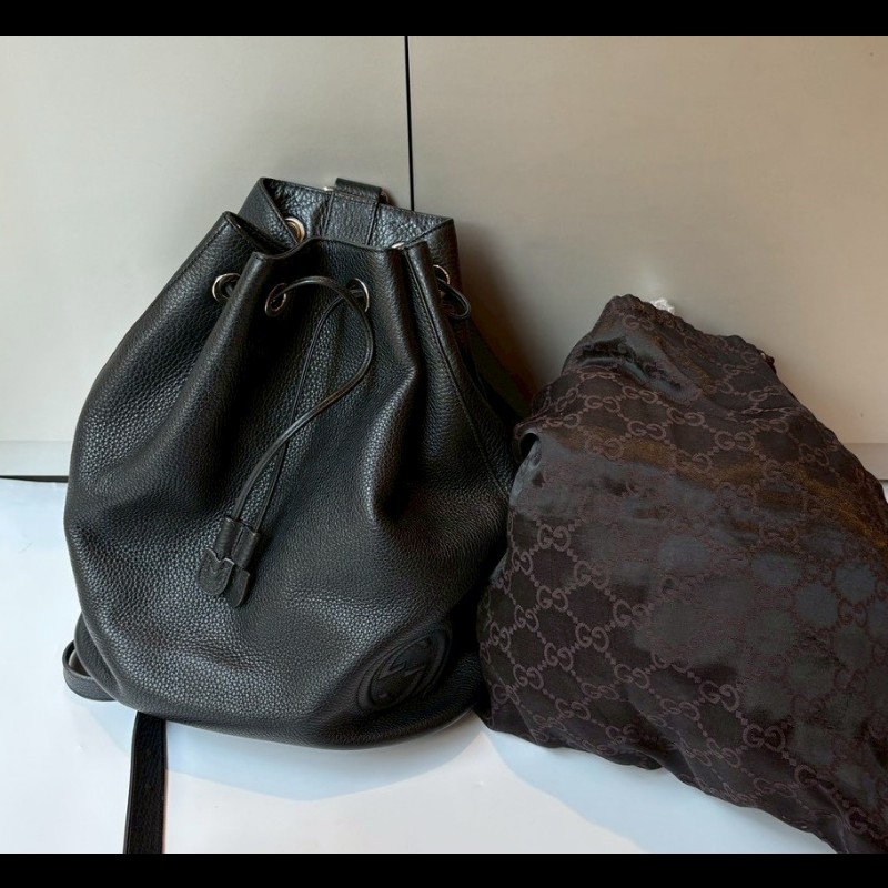 Gucci 黑皮雙肩後背包-3