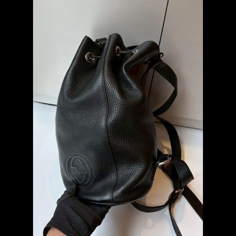 Gucci 黑皮雙肩後背包-12