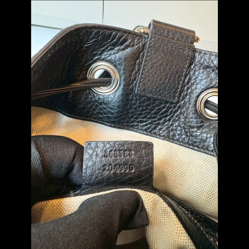 Gucci 黑皮雙肩後背包-18