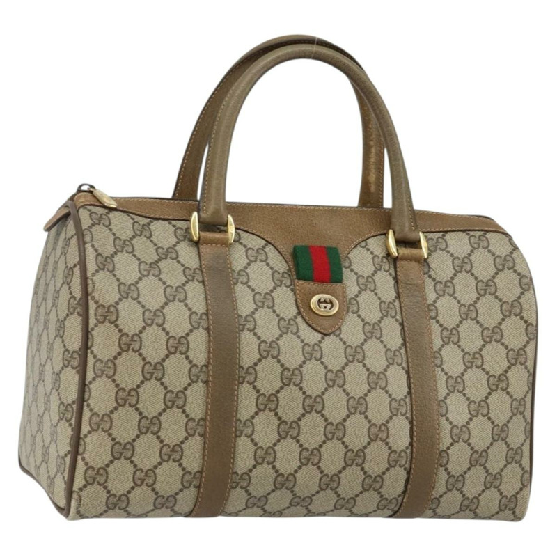 【日本直送】GUCCI GG Supreme Web Sherry Line 波士頓包 PVC 米色 金色 40 02 007 正品 144173-0