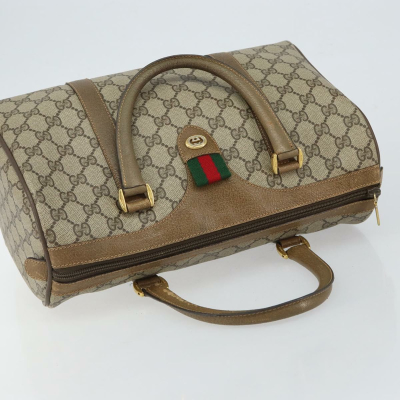 【日本直送】GUCCI GG Supreme Web Sherry Line 波士頓包 PVC 米色 金色 40 02 007 正品 144173-5