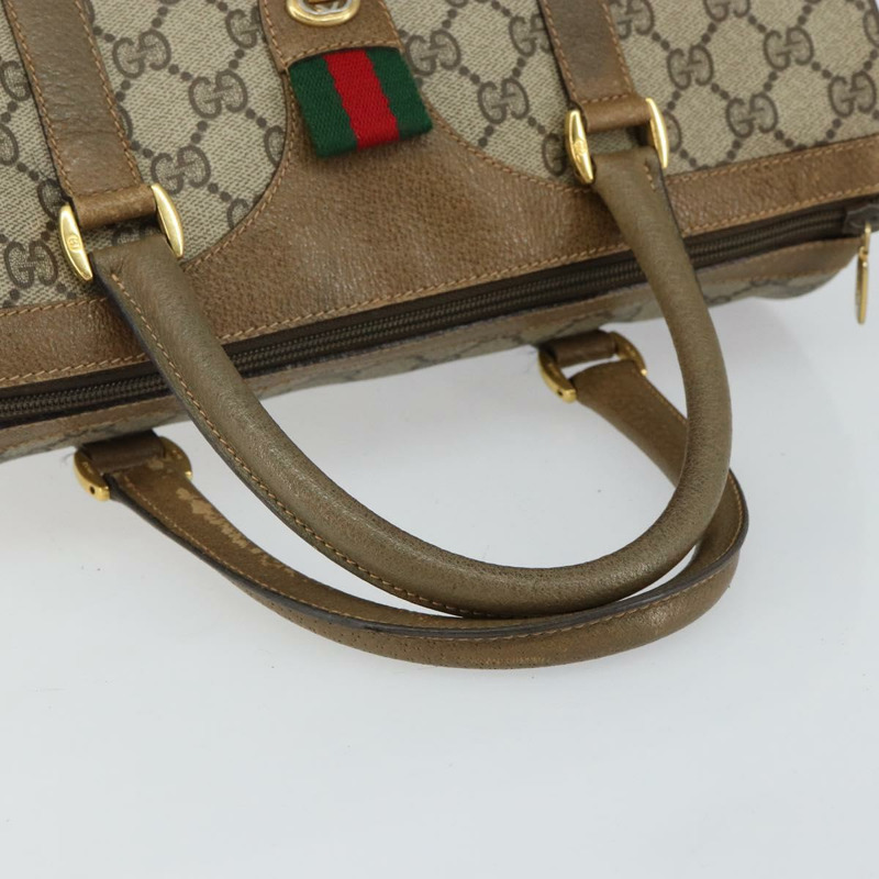 【日本直送】GUCCI GG Supreme Web Sherry Line 波士頓包 PVC 米色 金色 40 02 007 正品 144173-6