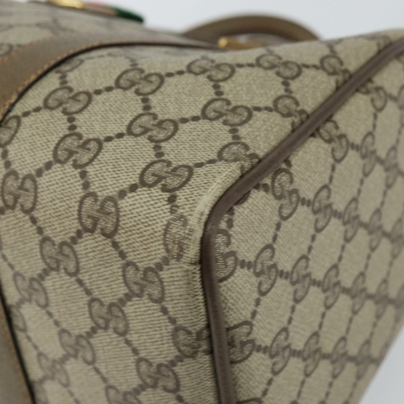 【日本直送】GUCCI GG Supreme Web Sherry Line 波士頓包 PVC 米色 金色 40 02 007 正品 144173-8