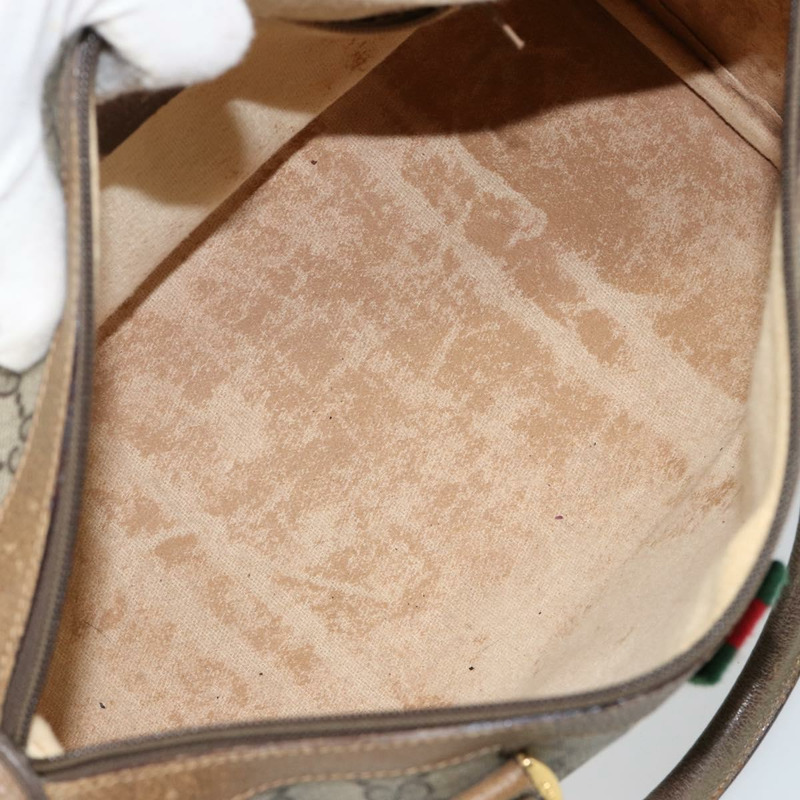 【日本直送】GUCCI GG Supreme Web Sherry Line 波士頓包 PVC 米色 金色 40 02 007 正品 144173-10