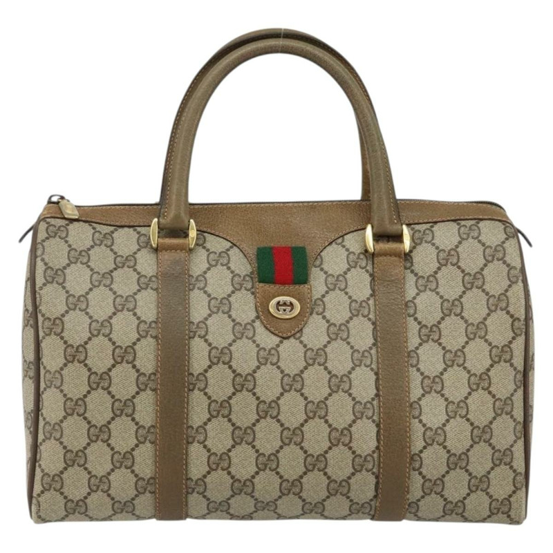 【日本直送】GUCCI GG Supreme Web Sherry Line 波士頓包 PVC 米色 金色 40 02 007 正品 144173-12