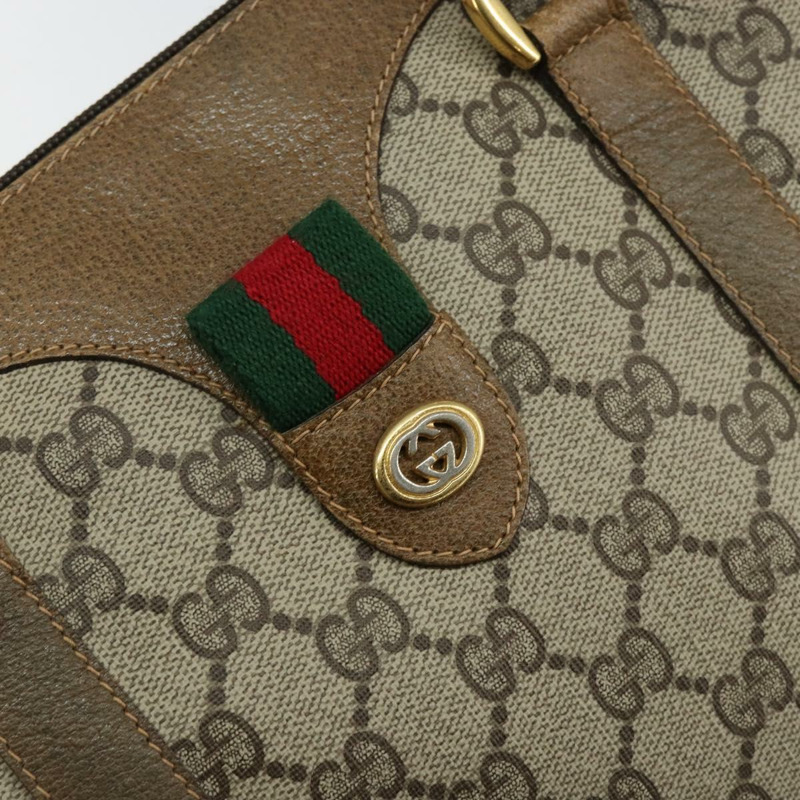 【日本直送】GUCCI GG Supreme Web Sherry Line 波士頓包 PVC 米色 金色 40 02 007 正品 144173-16