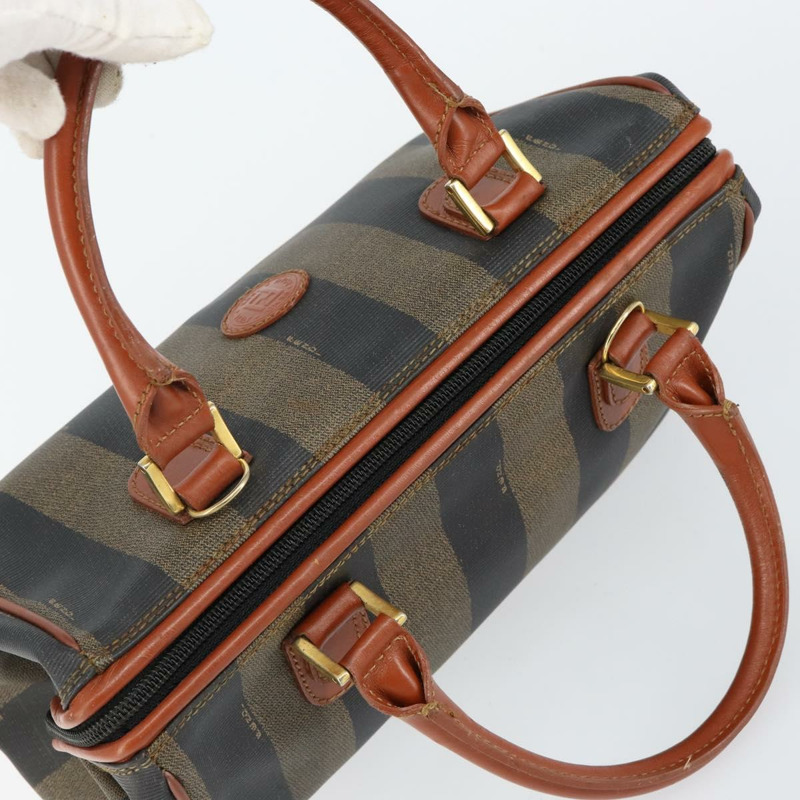 【日本直送】FENDI 胡桃色帆布手提包 PVC 黑色棕色 正品 144247-5