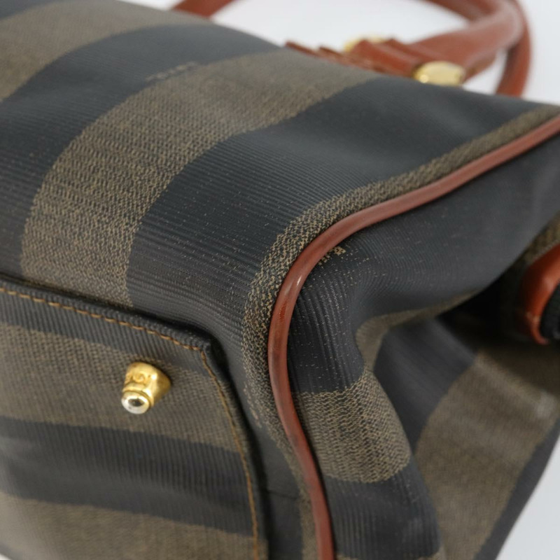 【日本直送】FENDI 胡桃色帆布手提包 PVC 黑色棕色 正品 144247-14