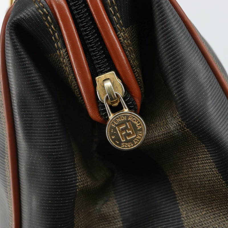 【日本直送】FENDI 胡桃色帆布手提包 PVC 黑色棕色 正品 144247-17