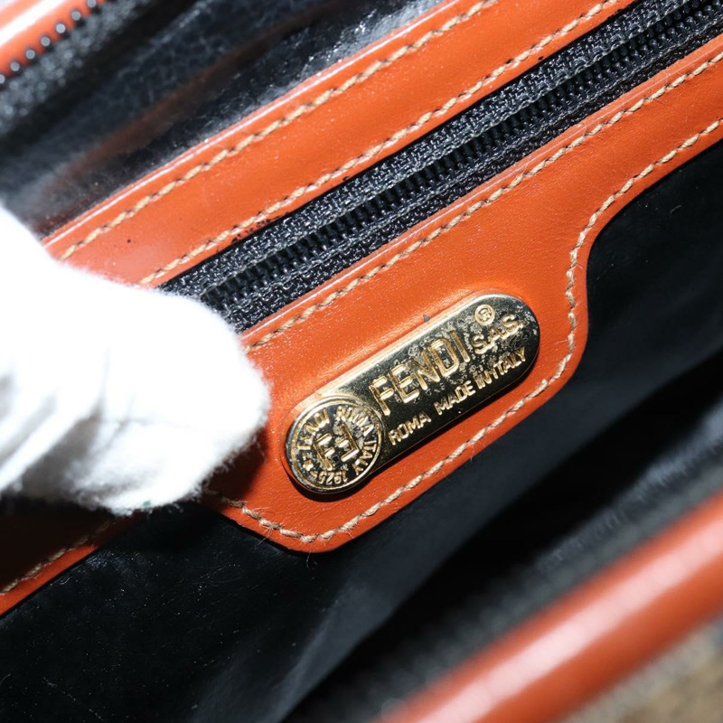 【日本直送】FENDI 胡桃色帆布手提包 PVC 黑色棕色 正品 144247-18