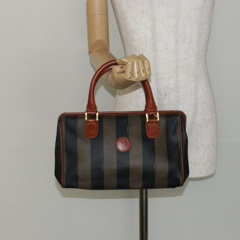 【日本直送】FENDI 胡桃色帆布手提包 PVC 黑色棕色 正品 144247-22