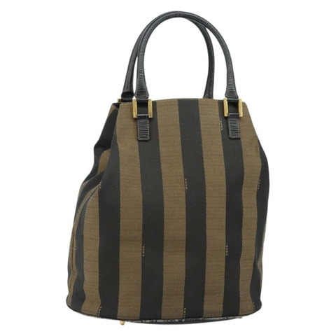 FENDI 胡桃色帆布手提包 黑色 棕色 正品 144279