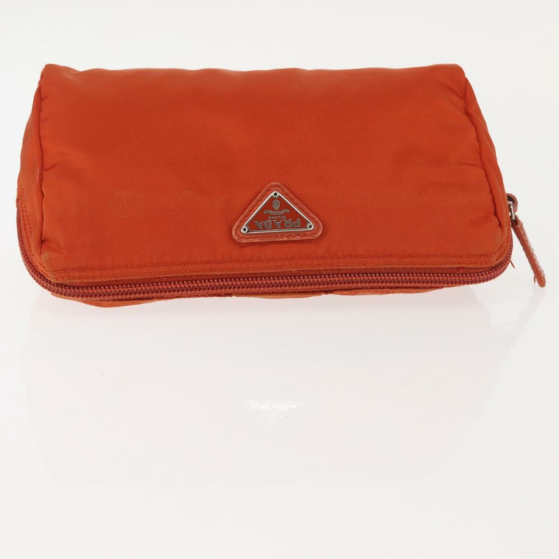 【日本直送】PRADA 尼龍手拿包 橘色 銀色 正品 143356-4