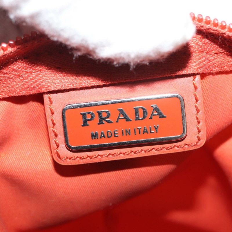 【日本直送】PRADA 尼龍手拿包 橘色 銀色 正品 143356-8