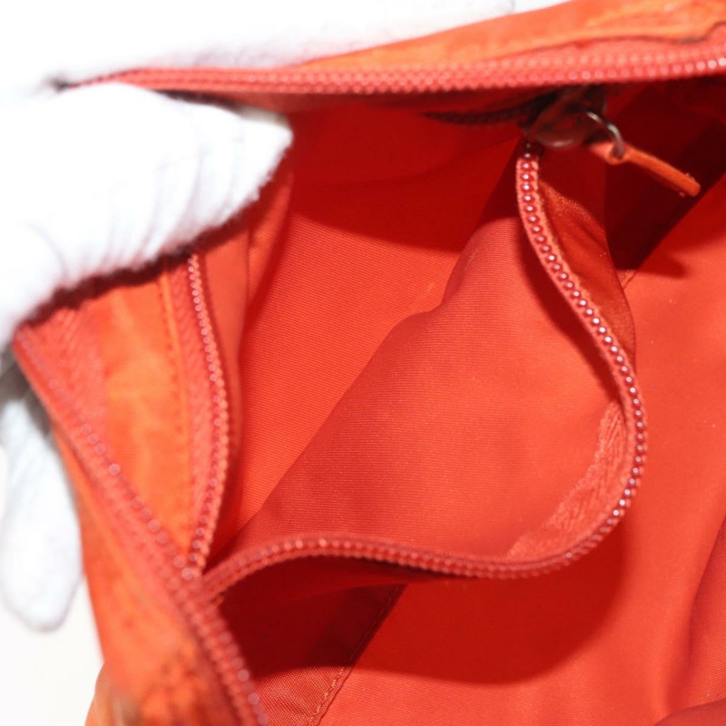 【日本直送】PRADA 尼龍手拿包 橘色 銀色 正品 143356-10