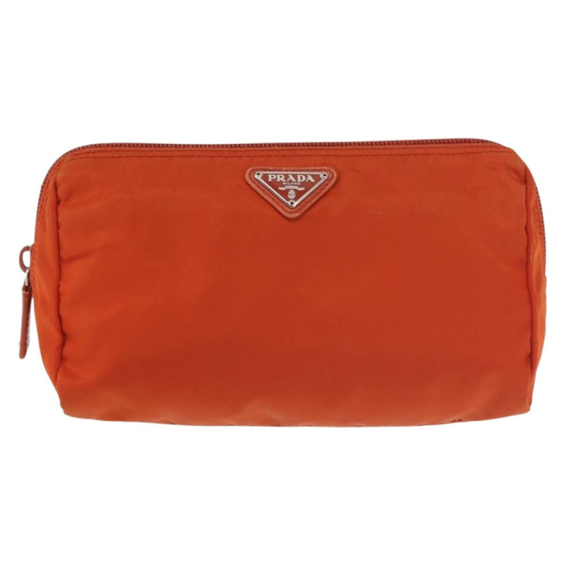【日本直送】PRADA 尼龍手拿包 橘色 銀色 正品 143356-12