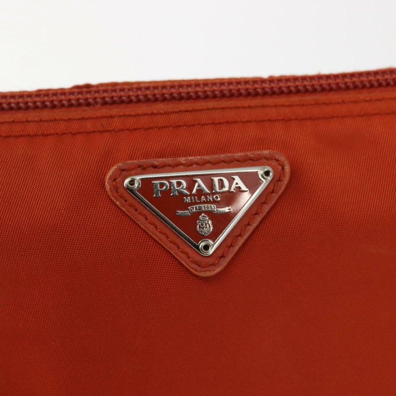 【日本直送】PRADA 尼龍手拿包 橘色 銀色 正品 143356-16