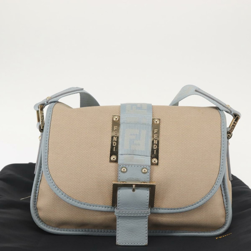 【日本直送】FENDI Zucca帆布肩背包 米色 金色 正品 144250-11