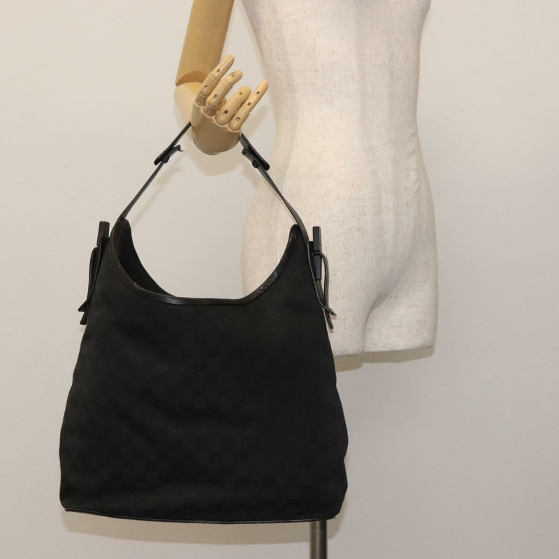 【日本直送】GUCCI GG帆布肩背包 黑色 銀色 106242 正品 144224-20