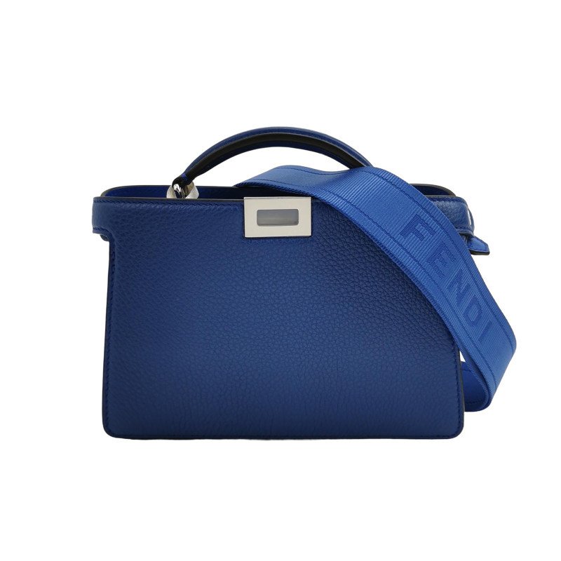 Fendi Peekaboo ISeeU XCross 牛皮純色扭鎖手提包單肩包 9.8新-0