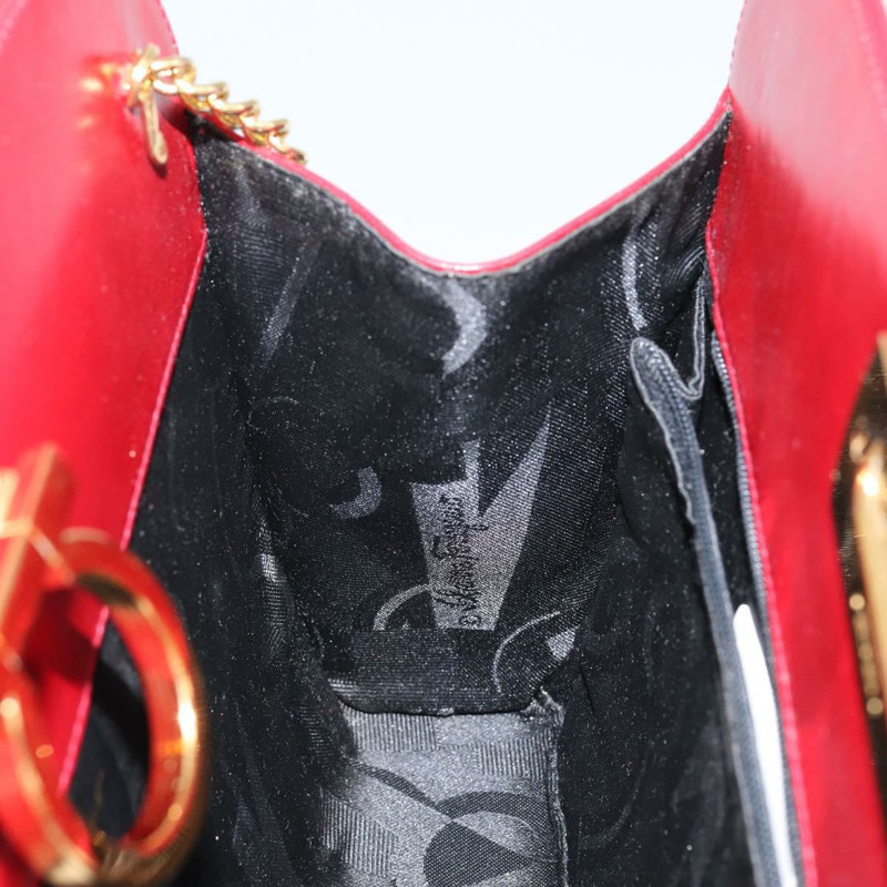 【日本直送】Salvatore Ferragamo Gancini 鏈條單肩包 皮革 紅色 金色 正品 143586-16