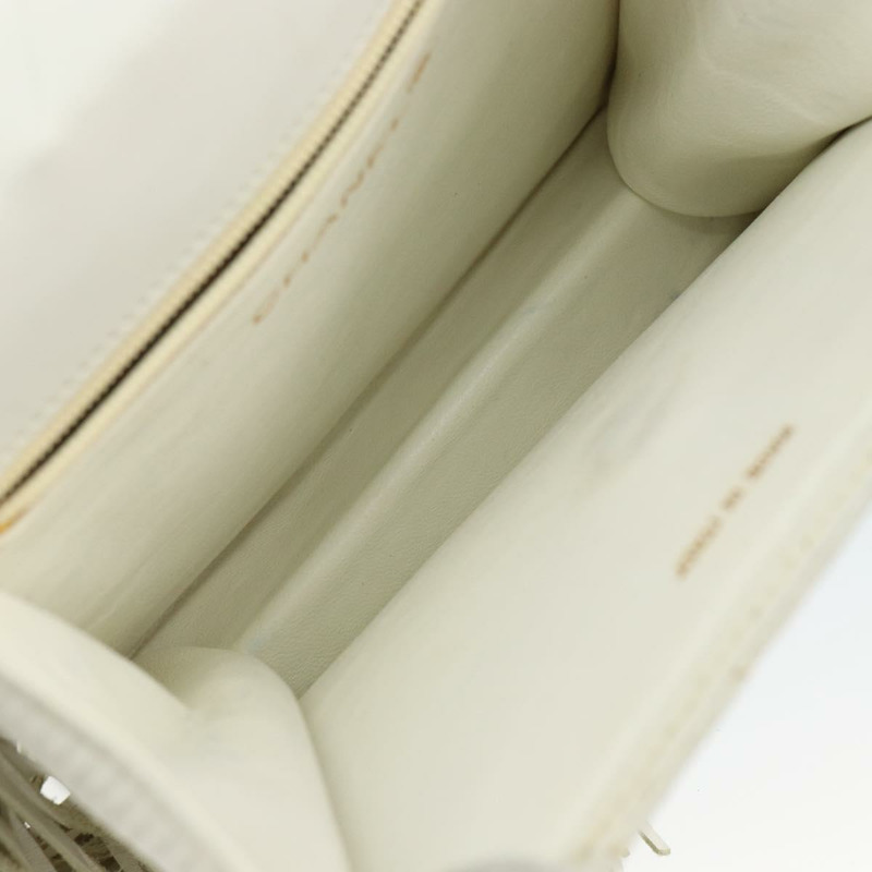 【日本直送】香奈兒 V 字縫線單肩包，羊皮，白色，金色，CC 標誌，正品編號 143656-9