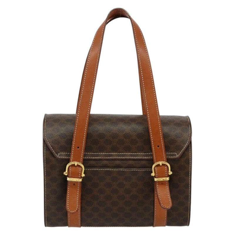 【日本直送】CELINE Macadam帆布手提包 PVC皮革 棕色 金色 正品 gh783-1