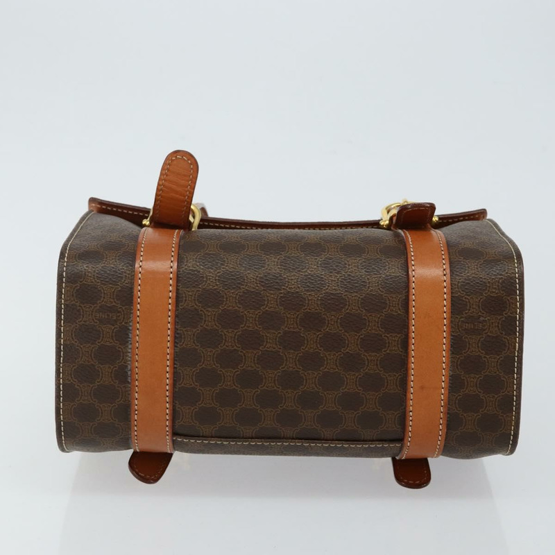 【日本直送】CELINE Macadam帆布手提包 PVC皮革 棕色 金色 正品 gh783-4