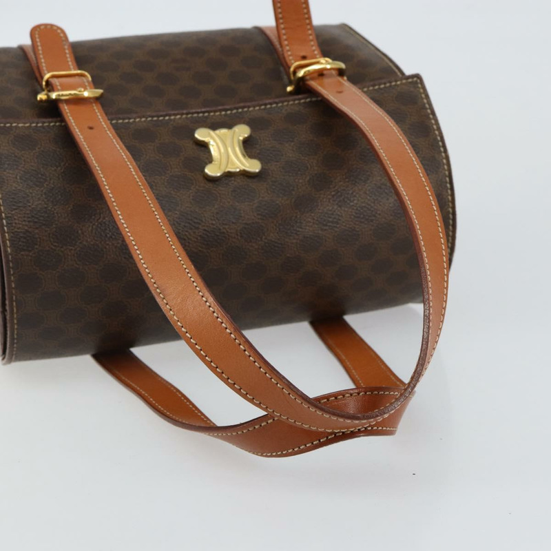 【日本直送】CELINE Macadam帆布手提包 PVC皮革 棕色 金色 正品 gh783-6