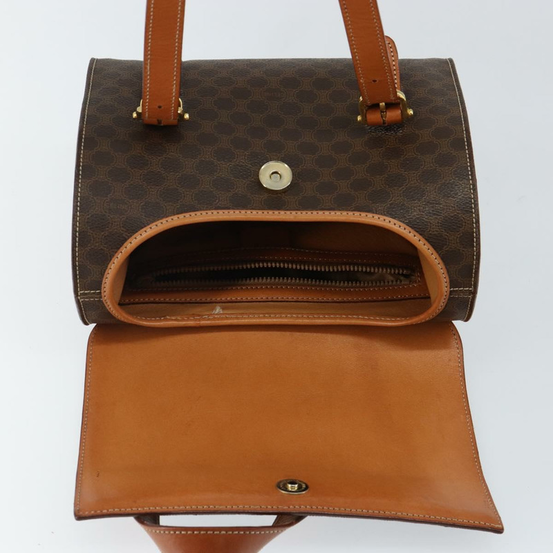 【日本直送】CELINE Macadam帆布手提包 PVC皮革 棕色 金色 正品 gh783-8