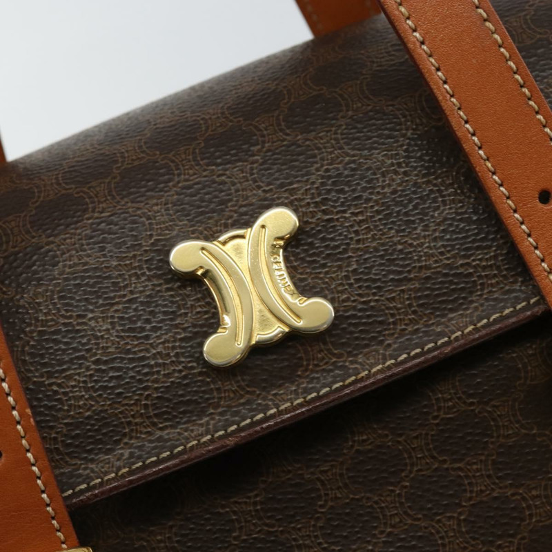 【日本直送】CELINE Macadam帆布手提包 PVC皮革 棕色 金色 正品 gh783-17
