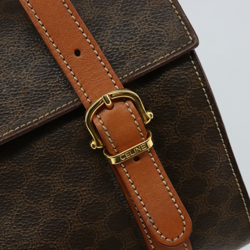 【日本直送】CELINE Macadam帆布手提包 PVC皮革 棕色 金色 正品 gh783-18