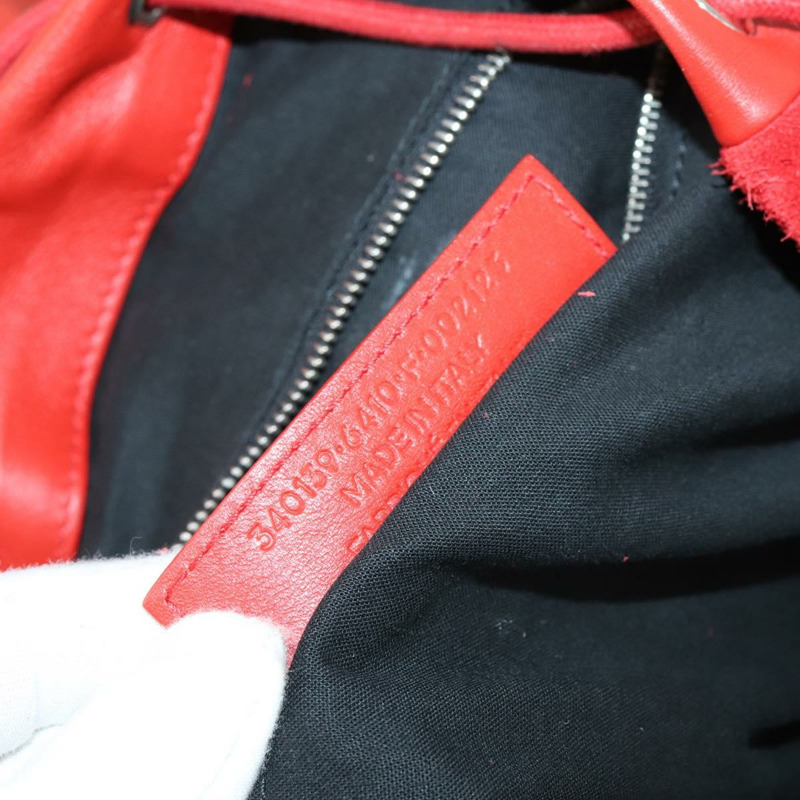 【日本直送】BALENCIAGA 紅銀色麂皮雙肩包 Auth bs29626-11