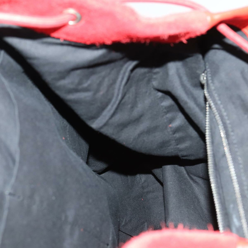 【日本直送】BALENCIAGA 紅銀色麂皮雙肩包 Auth bs29626-21