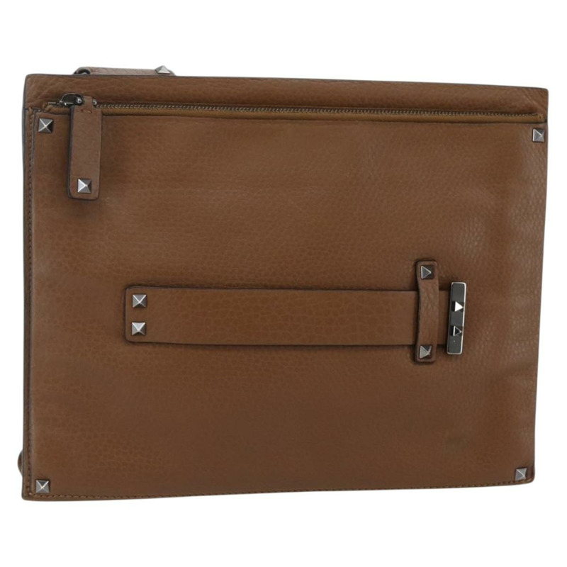 【日本直送】VALENTINO 棕色銀色皮革手拿包 正品 bs29681-0