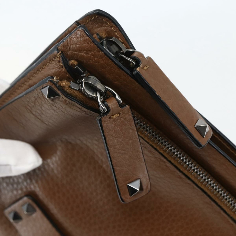 【日本直送】VALENTINO 棕色銀色皮革手拿包 正品 bs29681-7