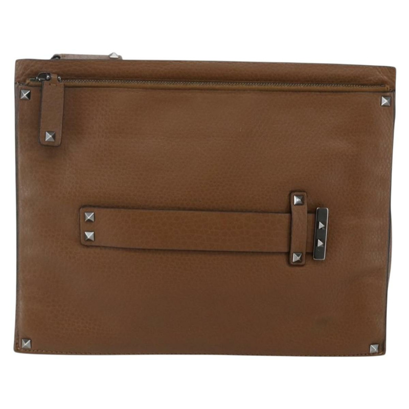 【日本直送】VALENTINO 棕色銀色皮革手拿包 正品 bs29681-12